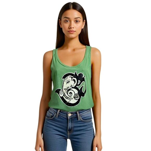 Bella + Canvas Tops - Bella + Canvas Ganesha Graphic Green Tank Top Size M